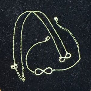 Gold Plated Infinity Necklace and Bracelet set